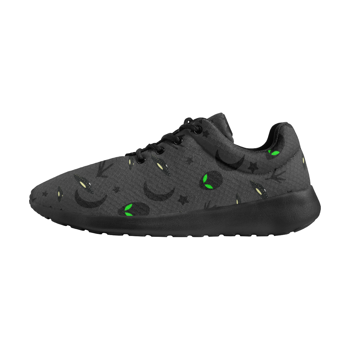 Alien Flying Saucers Stars Pattern (Charcoal/Black) Men's Athletic Shoes (Model 0200)