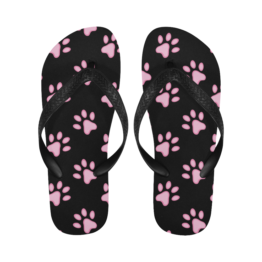 Pink Paw Prints Flip Flops for Men/Women (Model 040)