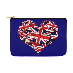 Union Jack British UK Flag Heart Blue Carry-All Pouch 12.5''x8.5''