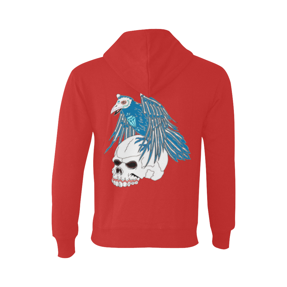Raven Sugar Skull Red Oceanus Hoodie Sweatshirt (NEW) (Model H03)