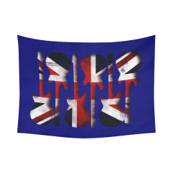 Union Jack British UK Flag Guitars Blue Cotton Linen Wall Tapestry 80"x 60"