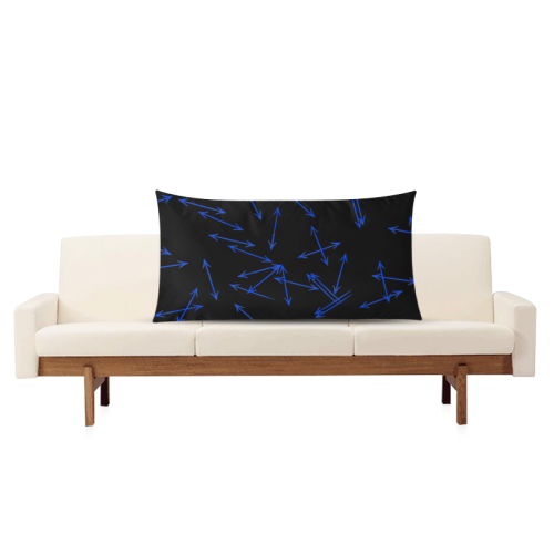 Arrows Every Direction Blue on Black Rectangle Pillow Case 20"x36"(Twin Sides)