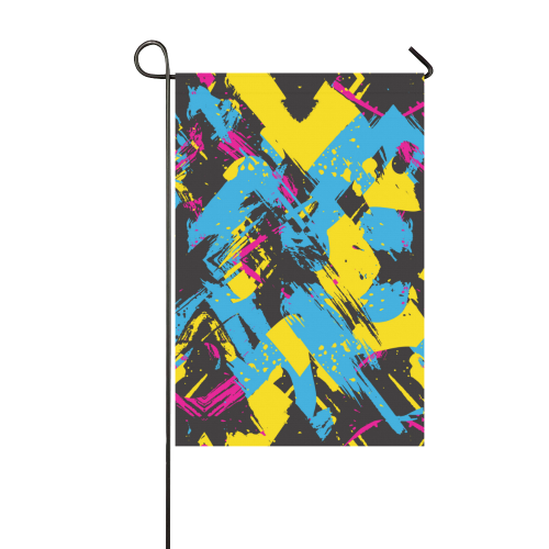 Colorful paint stokes on a black background Garden Flag 12‘’x18‘’（Without Flagpole）