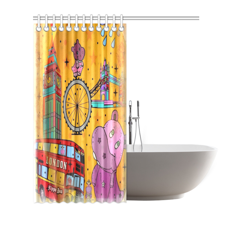 London Hippos by Nico Bielow Shower Curtain 72"x72"