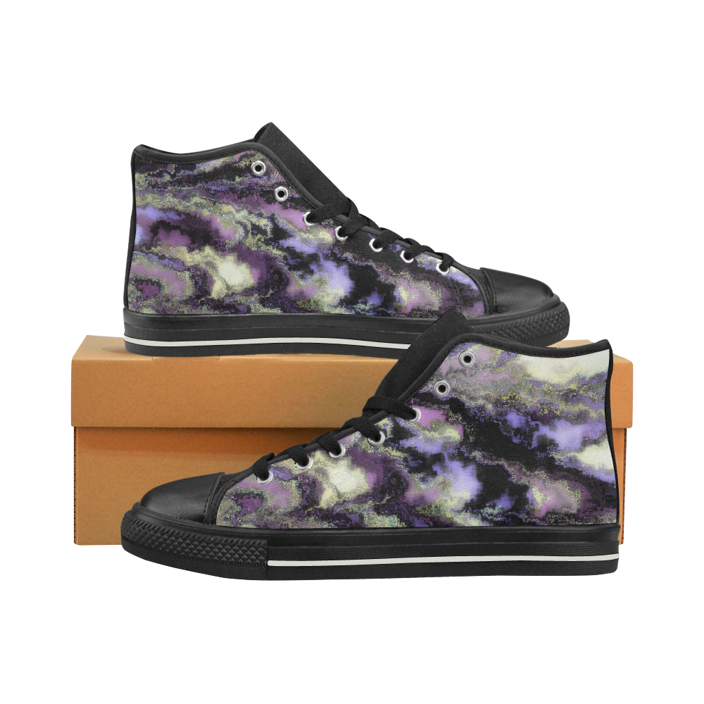 Purple marble High Top Canvas Shoes for Kid (Model 017)