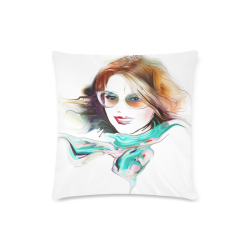Watercolor Beautiful Girl V4 Custom Zippered Pillow Case 16"x16"(Twin Sides)