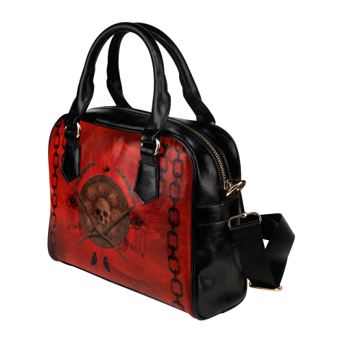 Skulls on red vintage background Shoulder Handbag (Model 1634)