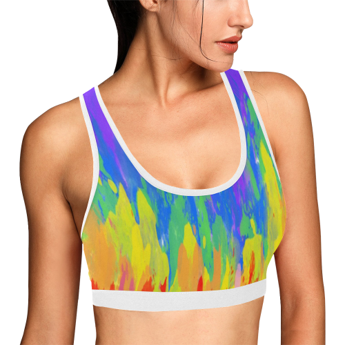 Flames Paint Abstract Purple Women's All Over Print Sports Bra (Model T52)