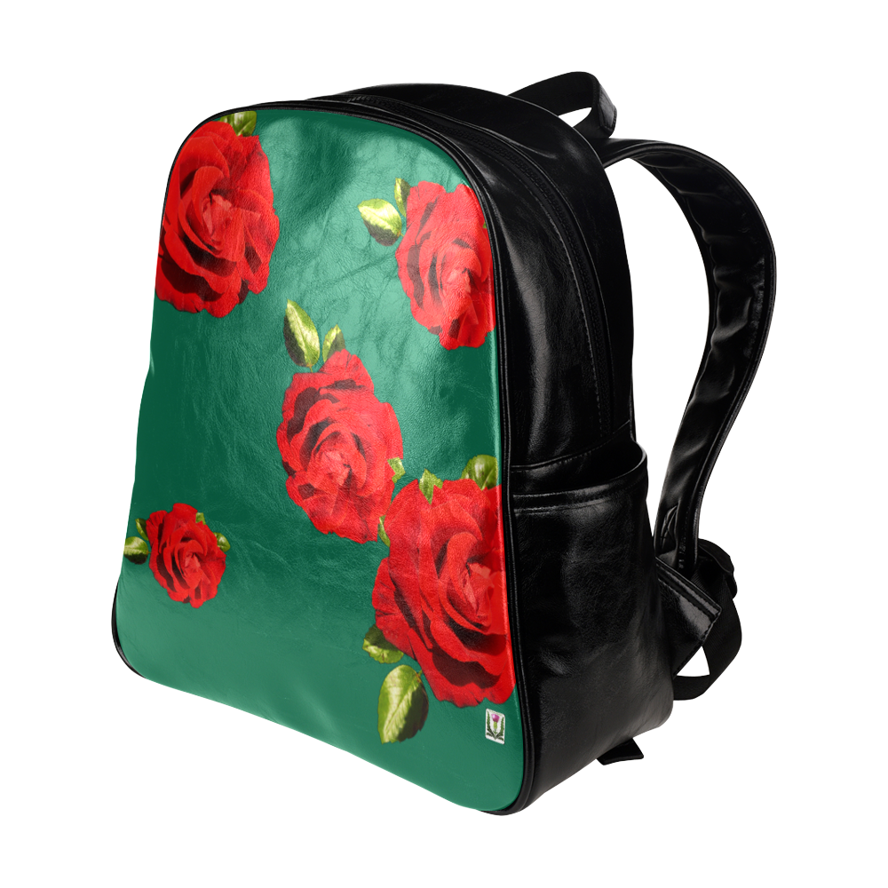 Fairlings Delight's Floral Luxury Collection- Red Rose Multi-Pockets Backpack 53086b11 Multi-Pockets Backpack (Model 1636)