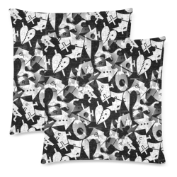 Black and White Pop Art by Nico Bielow Custom Zippered Pillow Cases 18"x 18" (Twin Sides) (Set of 2)