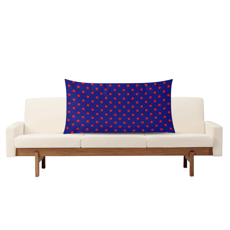 Polka Dots Red on Blue Rectangle Pillow Case 20"x36"(Twin Sides)
