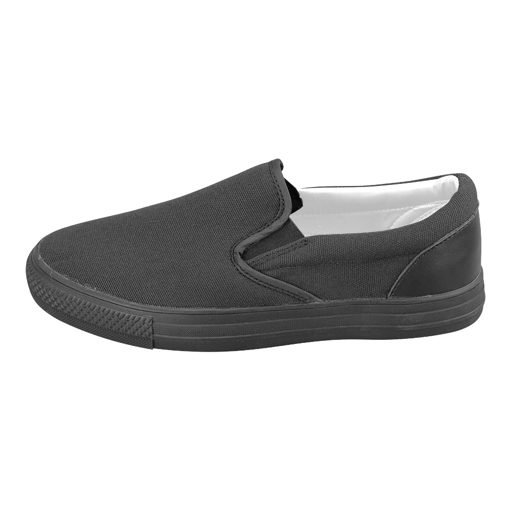 Black Men's Slip-on Canvas Shoes (Model 019)
