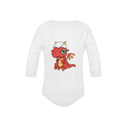 Baby Red Dragon White Baby Powder Organic Long Sleeve One Piece (Model T27)
