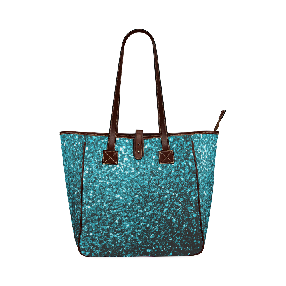 Beautiful Aqua blue glitter sparkles Classic Tote Bag (Model 1644)