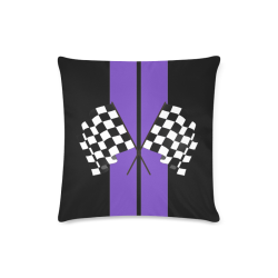 Race Car Stripe, Checkered Flag, Black and Purple Custom Zippered Pillow Case 16"x16"(Twin Sides)