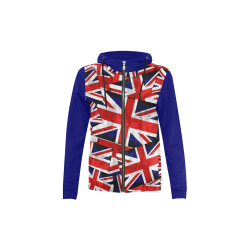 Union Jack British UK Flag (Vest Style) Blue All Over Print Full Zip Hoodie for Kid (Model H14)