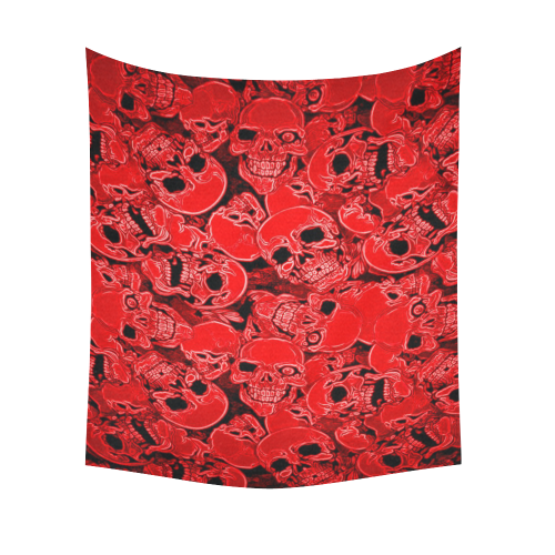 3D Red Horror Skulls Black Light Party Cotton Linen Wall Tapestry 51"x 60"