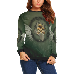 Skull in a hand All Over Print Crewneck Sweatshirt for Women (Model H18)
