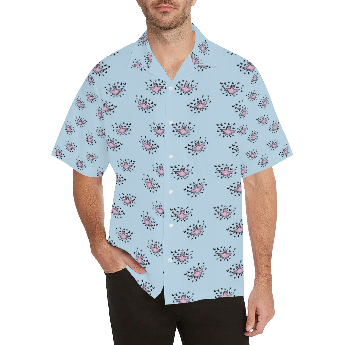 zodiac bat pink blue Hawaiian Shirt (Model T58)
