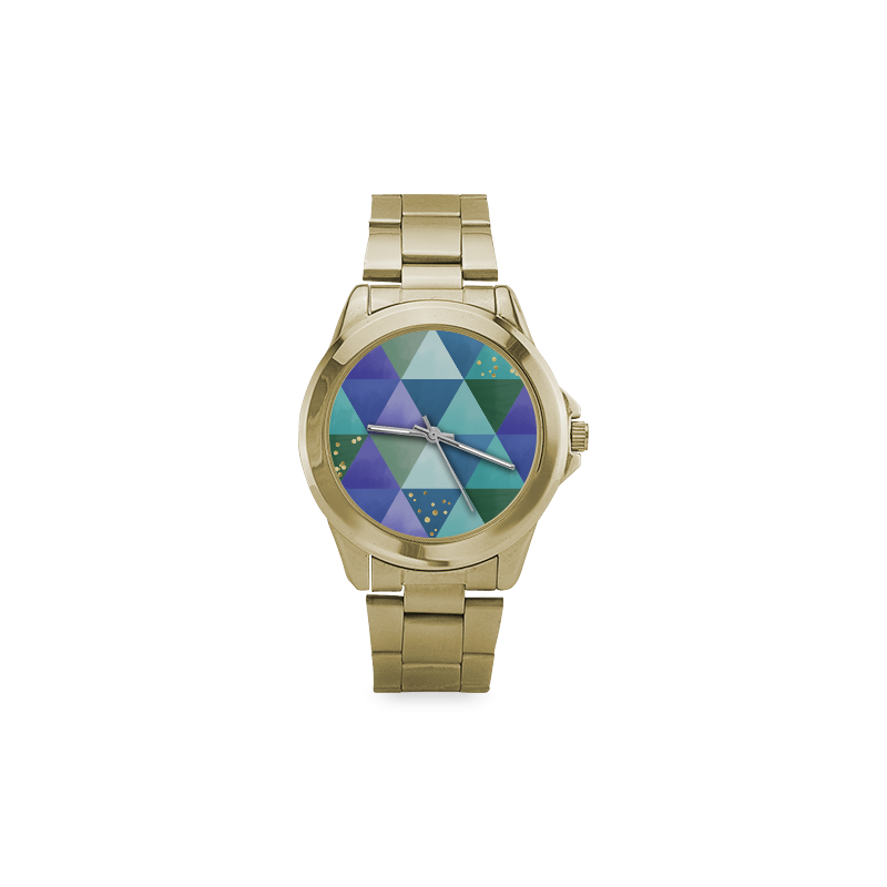 Triangle Pattern - Blue Violet Teal Green Custom Gilt Watch(Model 101)