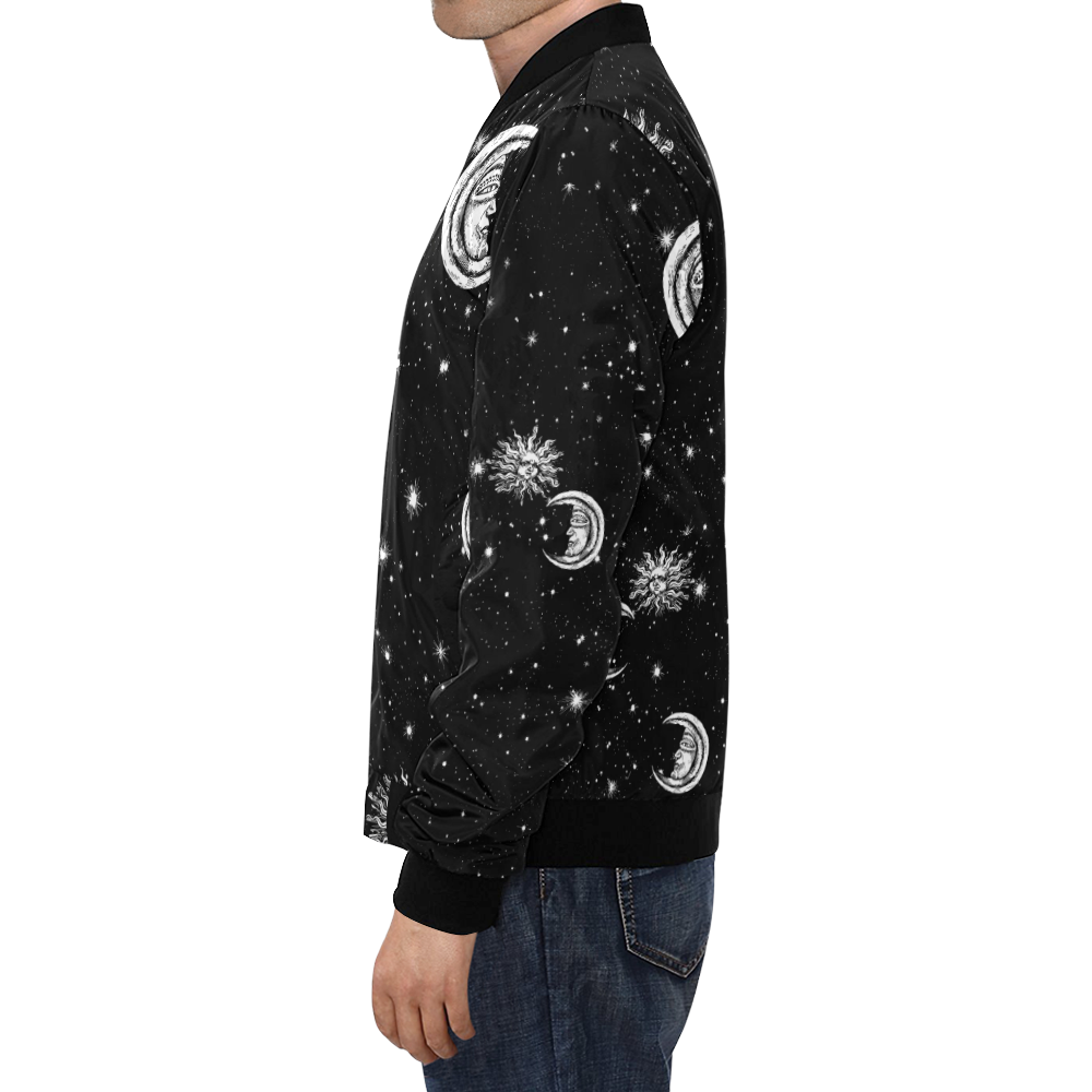 Mystic Stars, Moon and Sun All Over Print Bomber Jacket for Men/Large Size (Model H19)