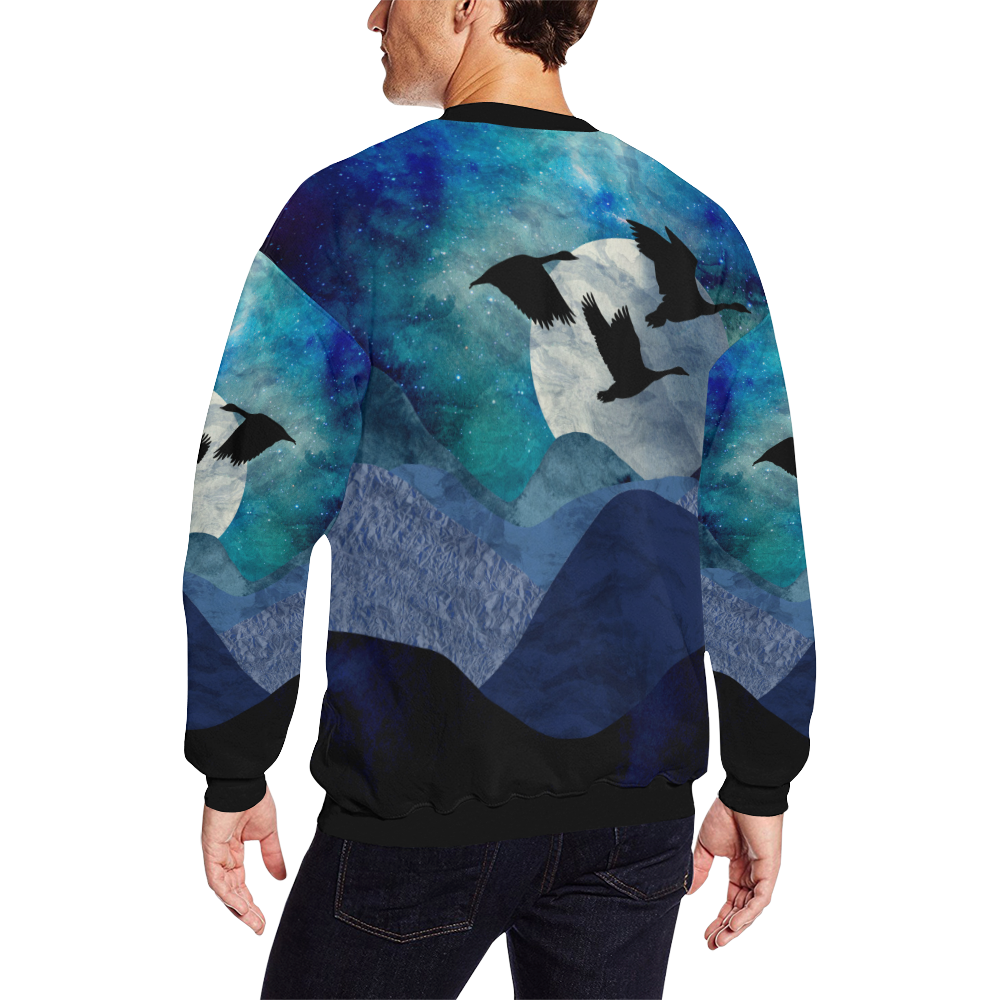 Night In The Mountains All Over Print Crewneck Sweatshirt for Men/Large (Model H18)