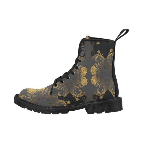 beautful black and gold floral design created by FlipStylez Designs Martin Boots for Women (Black) (Model 1203H)