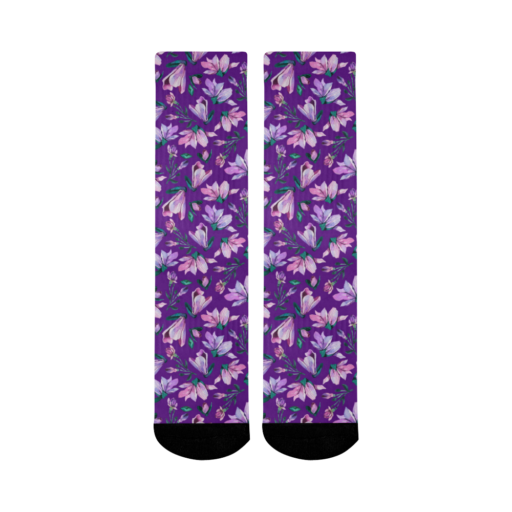 Purple Spring Mid-Calf Socks (Black Sole)