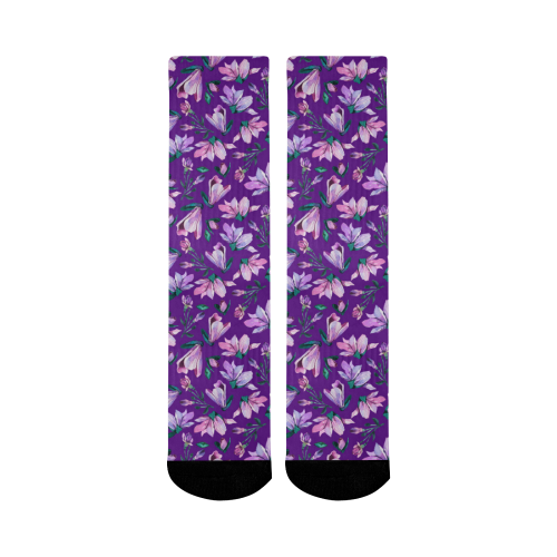 Purple Spring Mid-Calf Socks (Black Sole)
