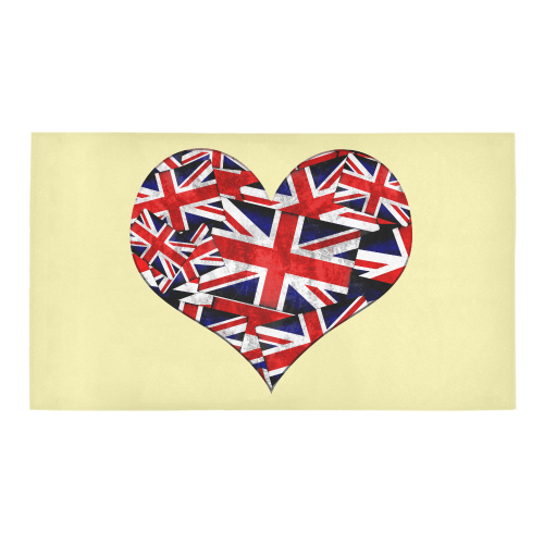 Union Jack British UK Flag Heart on Yellow Bath Rug 16''x 28''