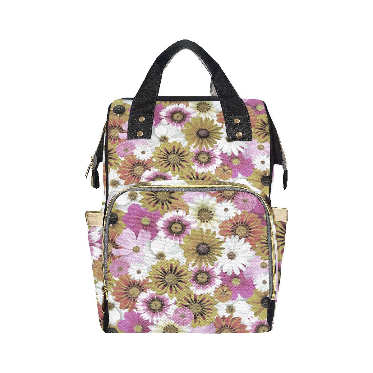 Spring Time Flowers 4 Multi-Function Diaper Backpack/Diaper Bag (Model 1688)