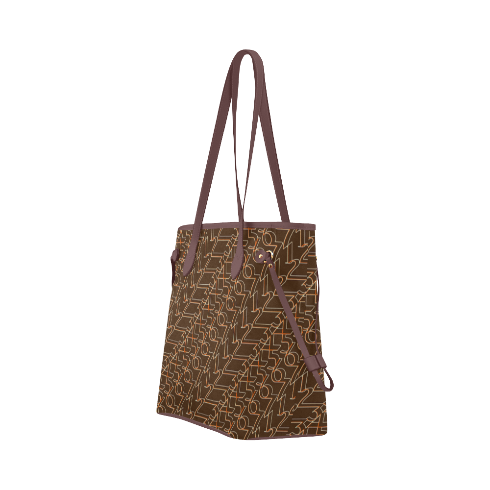 NUMBERS Collection 1234567 Chocolate/Saddle Brown Clover Canvas Tote Bag (Model 1661)