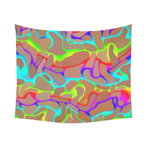 Colorful wavy shapes Cotton Linen Wall Tapestry 60"x 51"