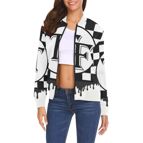 TIGHT FIT Lock 333 All Over Print Bomber Jacket for Women (Model H19)