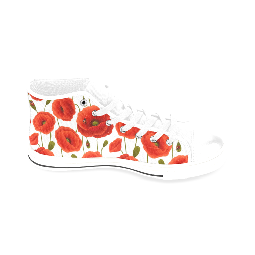 Poppy Pattern Men’s Classic High Top Canvas Shoes /Large Size (Model 017)