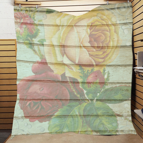 Vintage Wood Roses Quilt 60"x70"