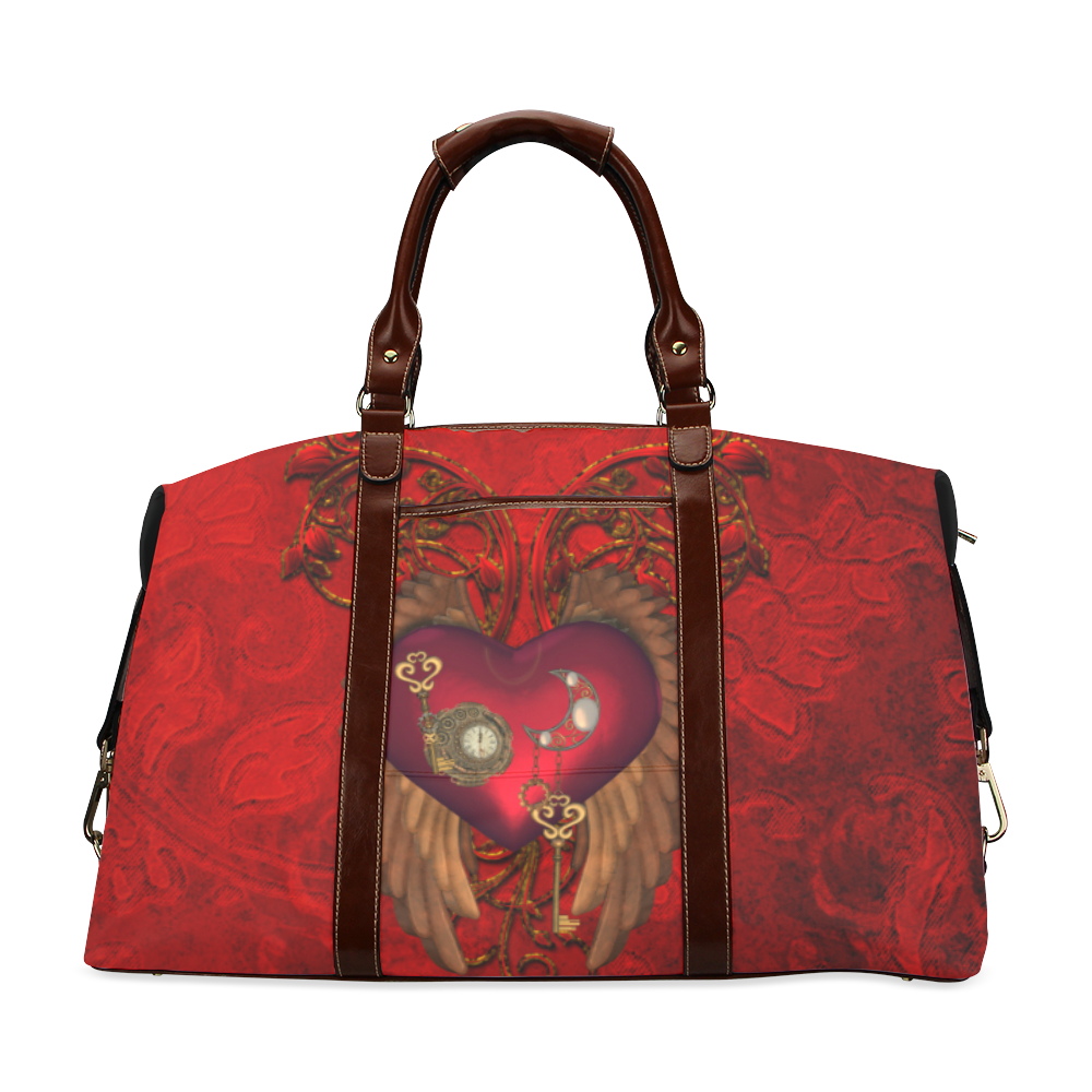 Beautiful heart, wings, clocks and gears Classic Travel Bag (Model 1643) Remake