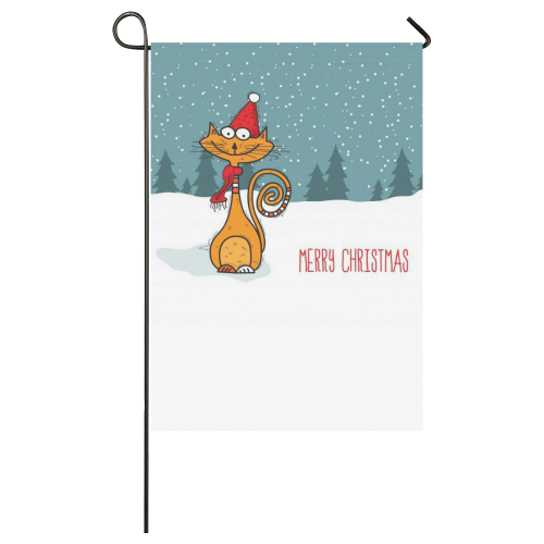 Merry Christmas Happy Cat Garden Flag 28''x40'' （Without Flagpole）