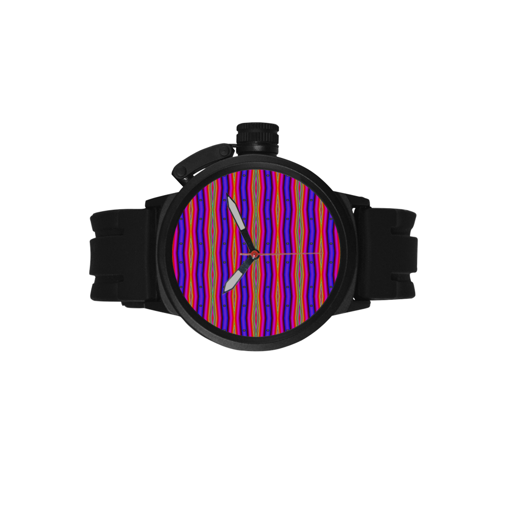 Bright Pink Purple Stripe Abstract Men's Sports Watch(Model 309)