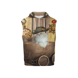 Funny steampunk cat All Over Print Sleeveless Hoodie for Kid (Model H15)
