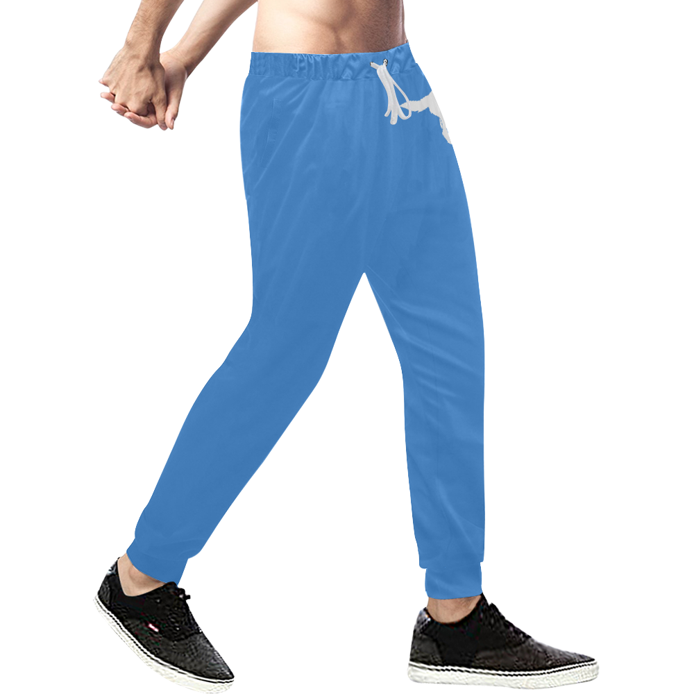 PACE Joggers Light Blue Men's All Over Print Sweatpants/Large Size (Model L11)