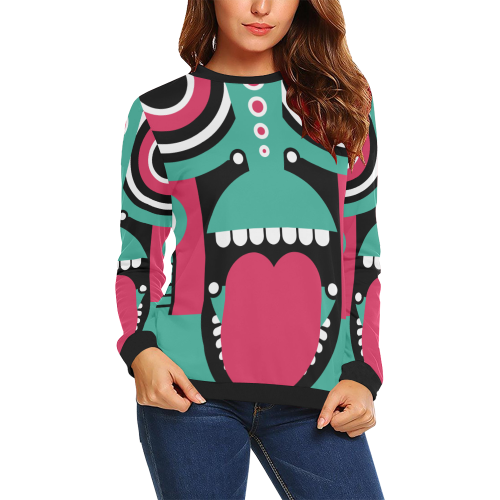 tikitribal All Over Print Crewneck Sweatshirt for Women (Model H18)