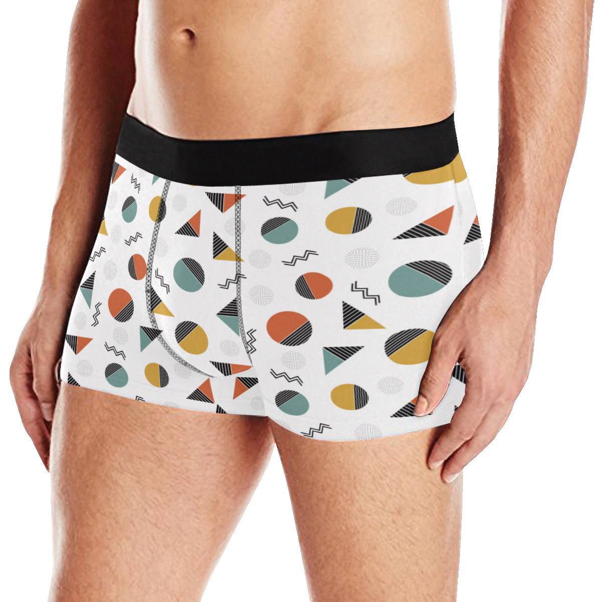 Geo Cutting Shapes Men's Boxer Briefs with Merged Design (Model  L10)
