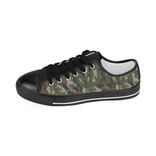 Woodland Forest Green Camouflage Women's Classic Canvas Shoes (Model 018)