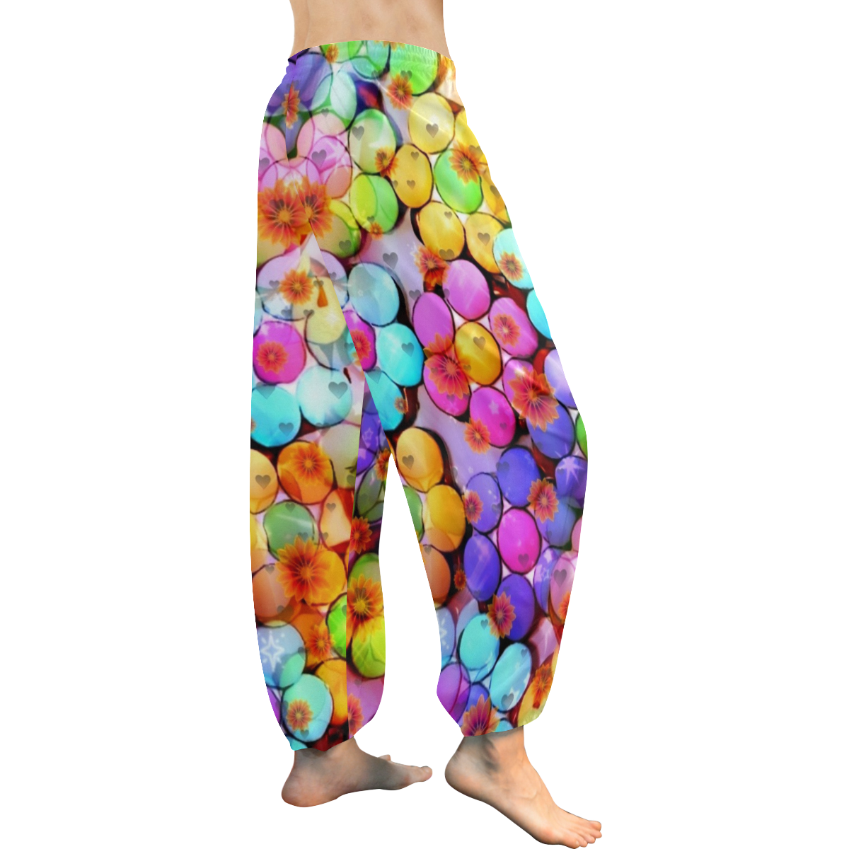 Candy Flower Popart by Nico Bielow Women's All Over Print Harem Pants (Model L18)