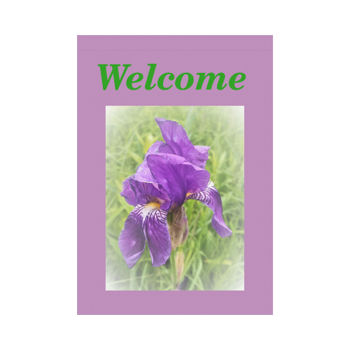 Welcome Iris Garden Flag 28''x40'' （Without Flagpole）