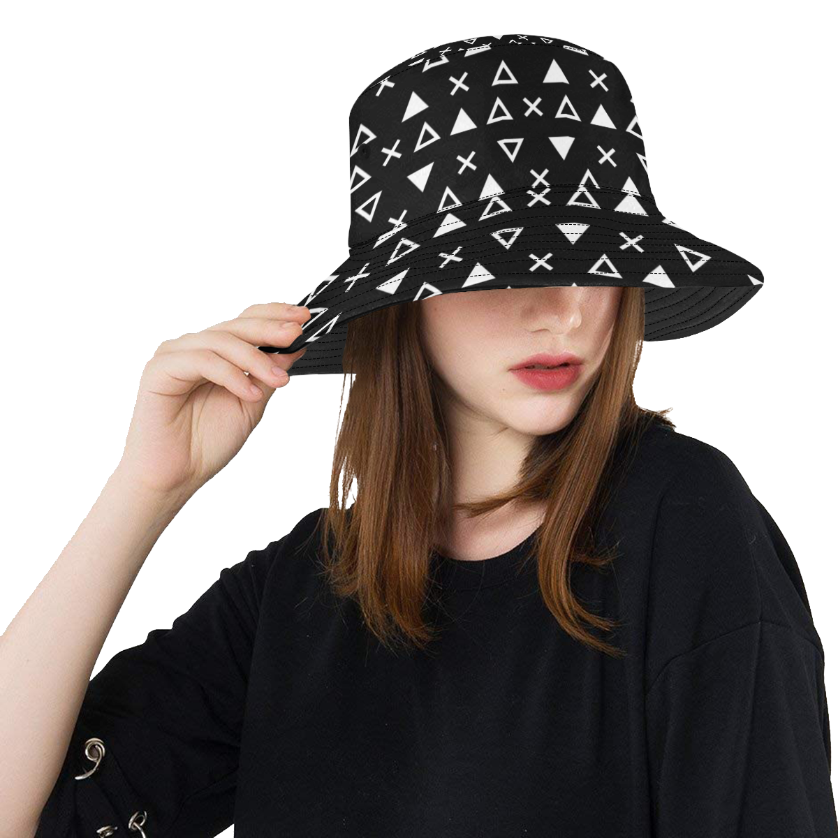 Geo Line Triangle All Over Print Bucket Hat