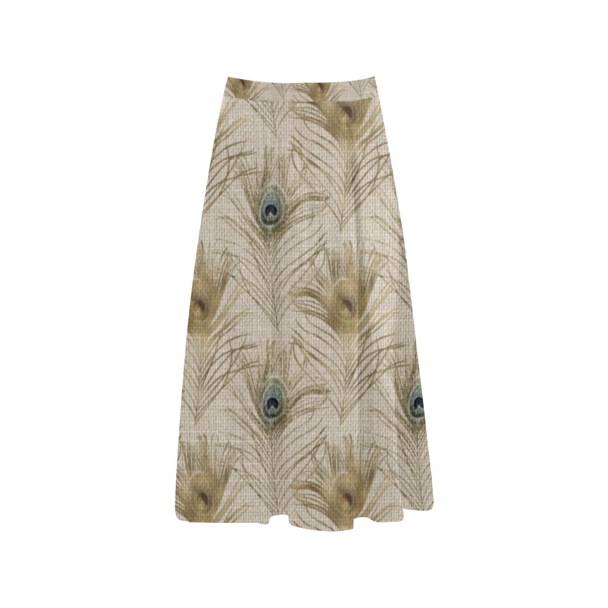 Linen Peacock Animal Print Aoede Crepe Skirt (Model D16)