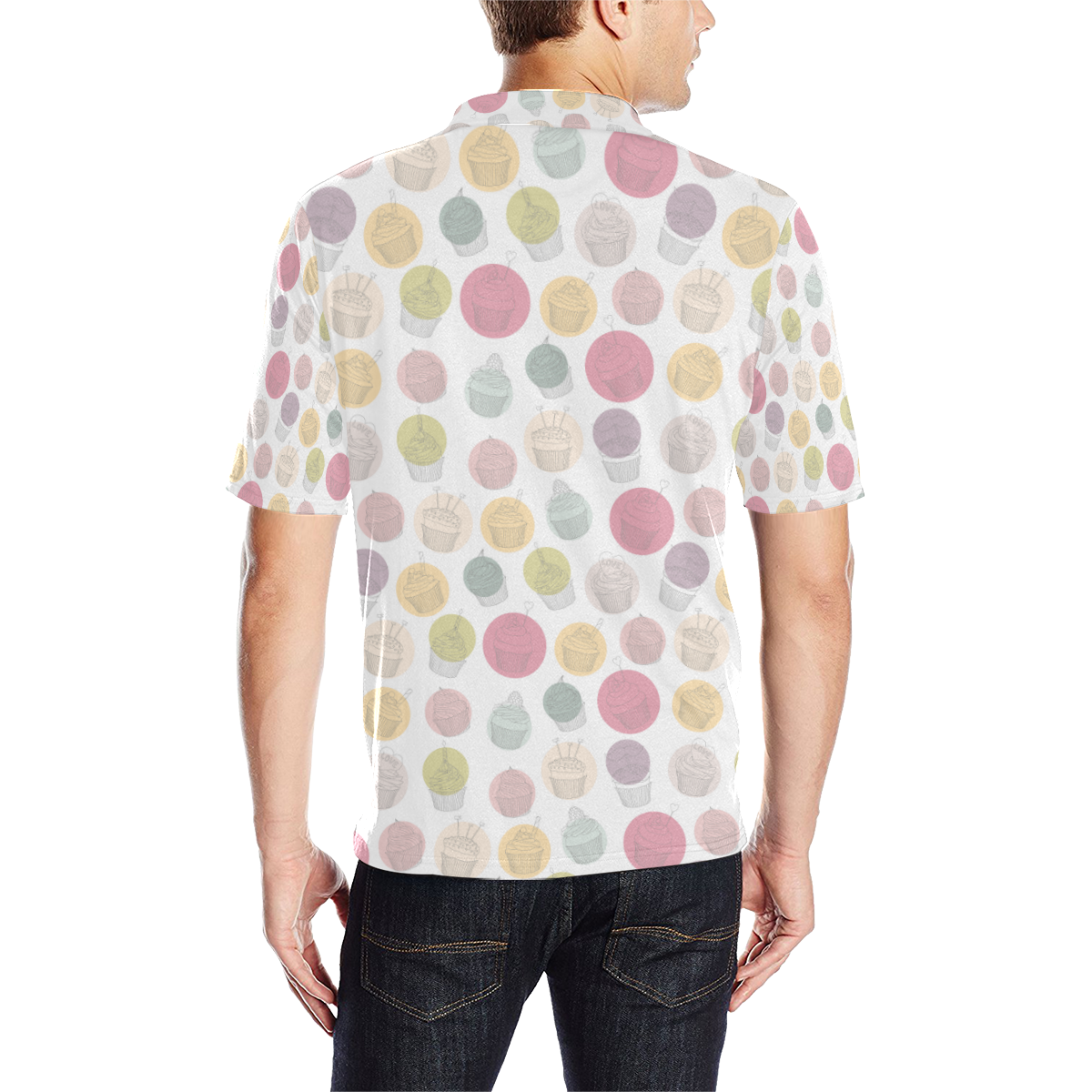 Colorful Cupcakes Men's All Over Print Polo Shirt (Model T55)