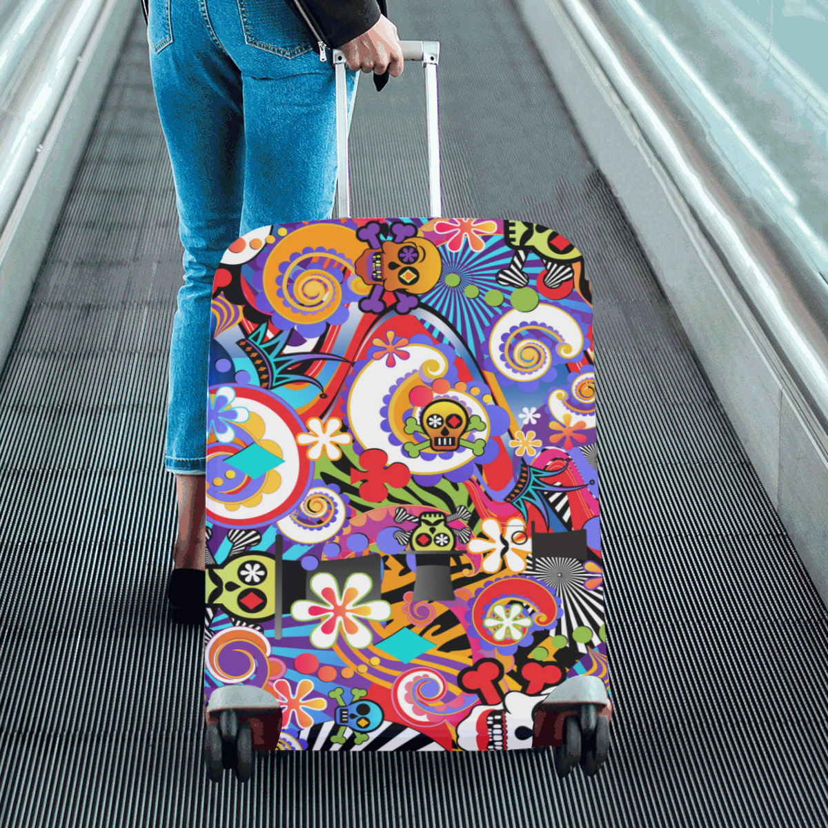 Luggage Cover Sugar Skull Pop Art Luggage Cover/Large 26"-28"
